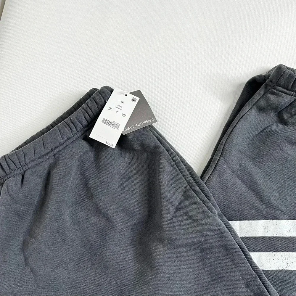 Grayson Threads Sweatpants Plus Size 2X Gray Fleece Lined Elastic Waist